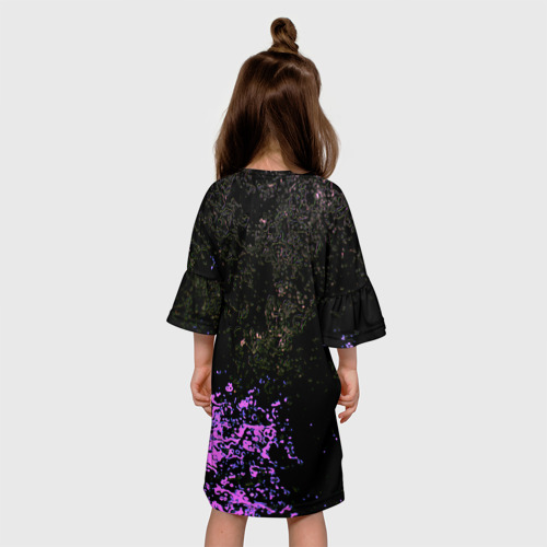 Детское платье 3D Warframe брызги неоновых красок, цвет 3D печать - фото 5