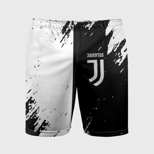 Мужские шорты спортивные Juventus краски чёрнобелые, цвет 3D печать