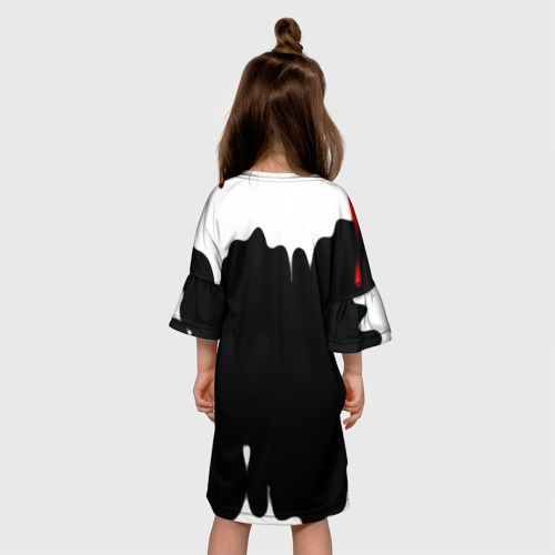 Детское платье 3D с принтом Ведьмак краски подтёки, вид сзади #2