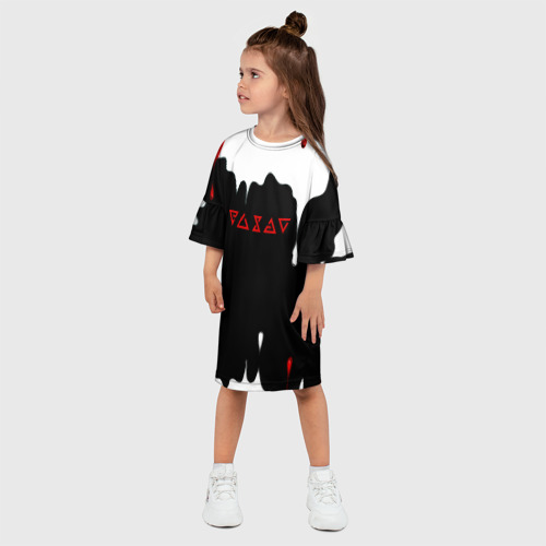 Детское платье 3D с принтом Ведьмак краски подтёки, фото на моделе #1