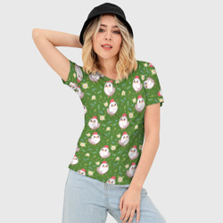 Женская футболка 3D Slim Курица и цветы паттерн - фото 2