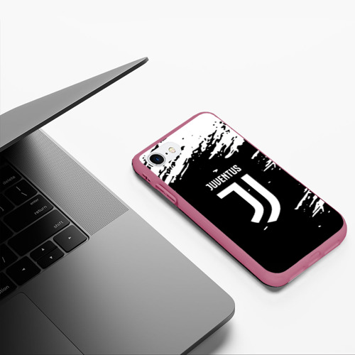 Чехол для iPhone 7/8 матовый с принтом Ювентус краски белые, фото #5