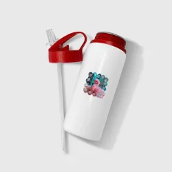 Бутылка для воды с трубочкой Розовый фламинго игрушка - фото 2