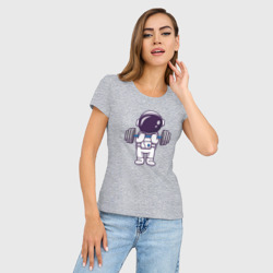 Женская футболка хлопок Slim Космонавт со штангой - фото 2