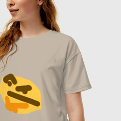 Женская футболка хлопок Oversize Хмм смайл - фото 2