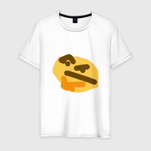 Мужская футболка из хлопка с принтом Хмм смайл, вид спереди №1