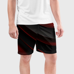 Мужские шорты спортивные Красная абстракция с черными линиями - фото 2
