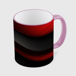 Кружка с полной запечаткой Красная абстракция с черными линиями