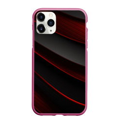 Чехол для iPhone 11 Pro матовый Красная абстракция с черными линиями