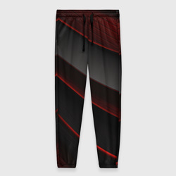 Женские брюки 3D Красная абстракция с черными линиями