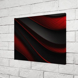 Холст прямоугольный Красная абстракция с черными линиями - фото 2