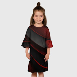 Детское платье 3D Красная абстракция с черными линиями - фото 2