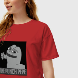 Женская футболка хлопок Oversize One punch pepe - фото 2