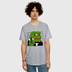 Мужская футболка хлопок Oversize Пепе в смокинге с пистолетом - фото 2
