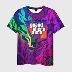 Gta лого фиолетовый камуфляж  – Мужская футболка 3D с принтом купить со скидкой в -26%