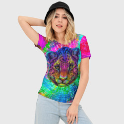 Женская футболка 3D Slim Цветной ягуар - фото 2
