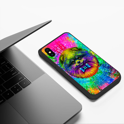 Чехол для iPhone XS Max матовый Цветной шпиц, цвет черный - фото 5