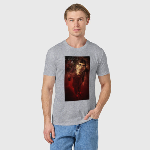 Мужская футболка хлопок Марионетка death stranding 2, цвет меланж - фото 3