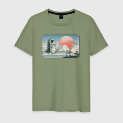 Мужская футболка хлопок Монстр горы Фудзи