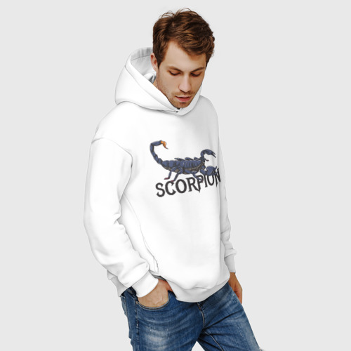 Мужское худи Oversize хлопок Знак зодиака scorpion, цвет белый - фото 7