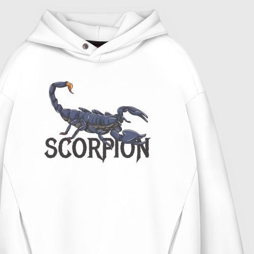 Мужское худи Oversize хлопок Знак зодиака scorpion, цвет белый - фото 4