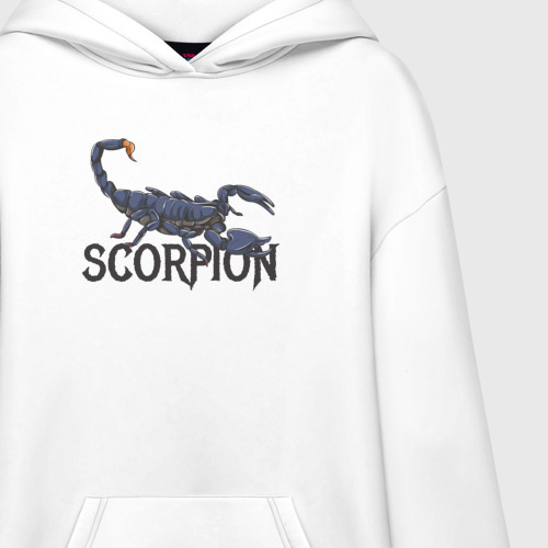 Худи SuperOversize хлопок Знак зодиака scorpion, цвет белый - фото 3