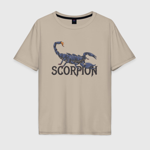 Мужская футболка хлопок Oversize Знак зодиака scorpion, цвет миндальный