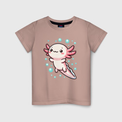 Аксолотль под водой – Детская футболка хлопок с принтом купить со скидкой в -20%
