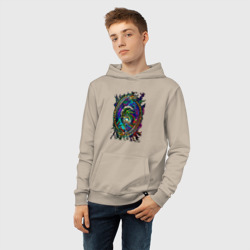 Детская толстовка хлопок Уроборос милашка - пламя неона - фото 2