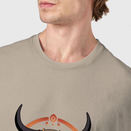 Мужская футболка хлопок Дзен-бык с цветами, цвет миндальный - фото 6
