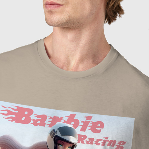 Мужская футболка хлопок с принтом Barbie racing - ai art, фото #4