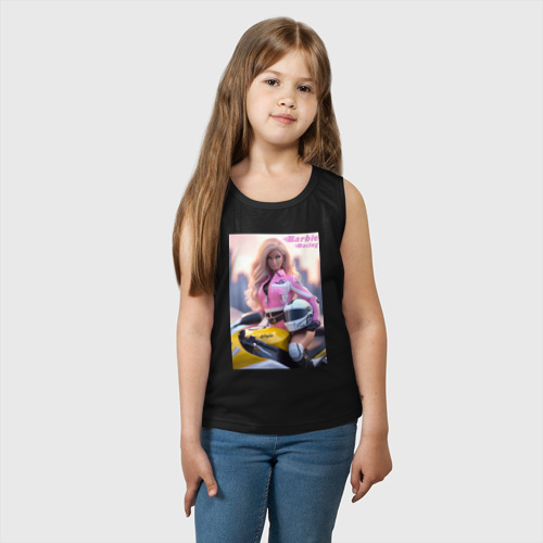 Детская майка хлопок Barbie racing - ai art, цвет черный - фото 3
