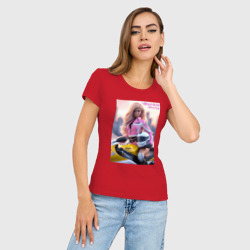 Женская футболка хлопок Slim Barbie racing - ai art - фото 2