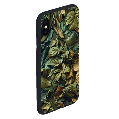 Чехол для iPhone XS Max матовый с принтом Реалистичный камуфляж из листьев, вид сбоку #3