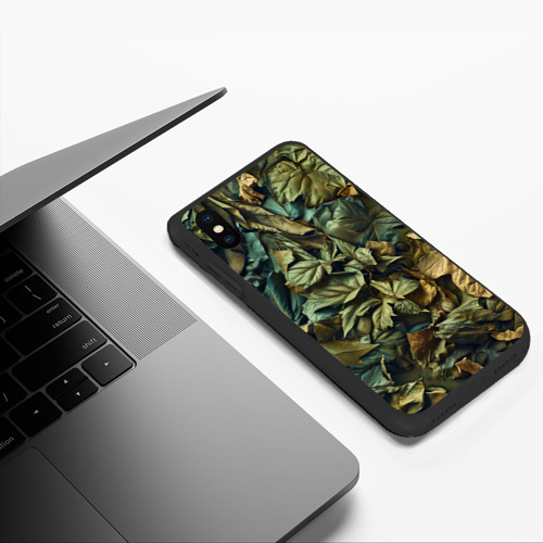 Чехол для iPhone XS Max матовый с принтом Реалистичный камуфляж из листьев, фото #5
