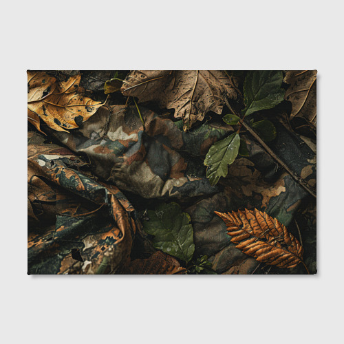 Холст прямоугольный Реалистичный охотничий камуфляж из ткани и  листьев, цвет 3D печать - фото 2