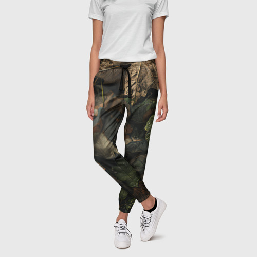 Женские брюки 3D Реалистичный охотничий камуфляж из ткани и  листьев, цвет 3D печать - фото 3