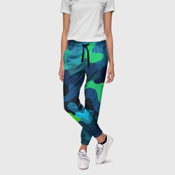 Яркий неоновый зеленый классический камуфляж – Женские брюки 3D с принтом купить
