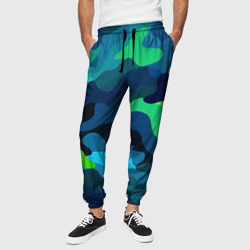 Яркий неоновый зеленый классический камуфляж – Мужские брюки 3D с принтом купить