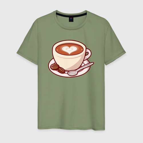Мужская футболка хлопок с принтом Love coffee, вид спереди #2