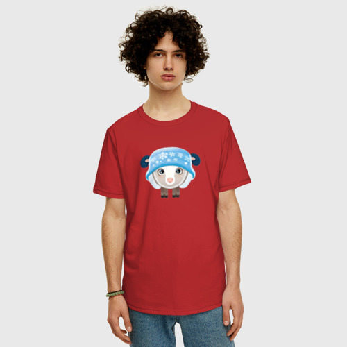Мужская футболка хлопок Oversize с принтом Маленькая овечка, фото на моделе #1