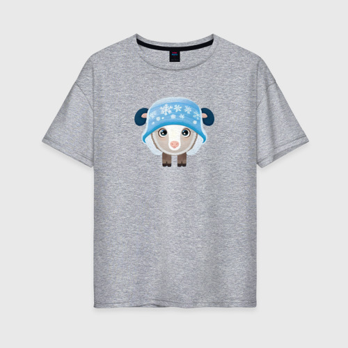 Женская футболка хлопок Oversize с принтом Маленькая овечка, вид спереди #2