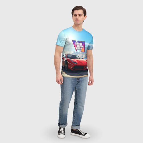 Мужская футболка 3D GTA 6 logo auto, цвет 3D печать - фото 5