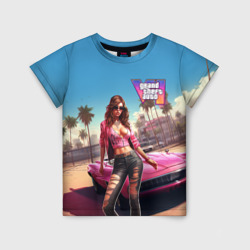 Детская футболка 3D GTA 6 girl logo