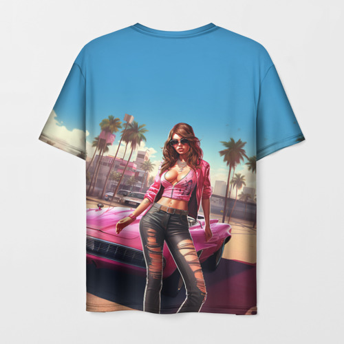 Мужская футболка 3D GTA 6 girl logo, цвет 3D печать - фото 2