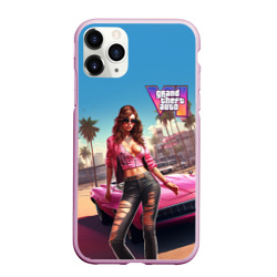 Чехол для iPhone 11 Pro Max матовый GTA 6 girl logo