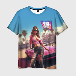 Мужская футболка 3D GTA 6 girl logo