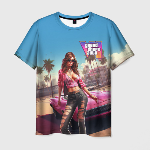 Мужская футболка 3D GTA 6 girl logo, цвет 3D печать