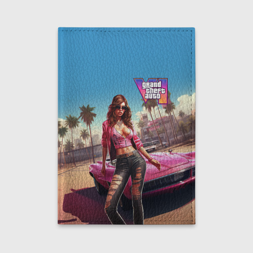 Обложка для автодокументов GTA 6 girl logo, цвет фиолетовый