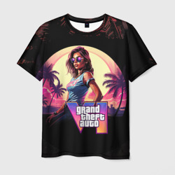 Мужская футболка 3D GTA 6 logo  девушка 